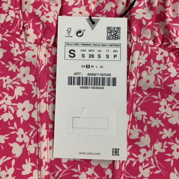 Zara Pink Floral Body Suit Tank Top Style Size Small Adjustable Zip up New NWT - Picture 6 of 16